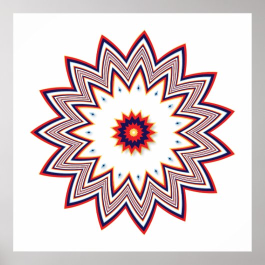 Poster Fleur rouge fractale (Devant)