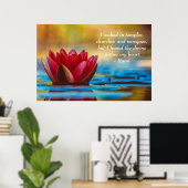 Poster Fleur rouge Lotus sur Citation spirituelle d'eau b (Bureau à domicile)