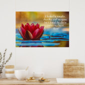 Poster Fleur rouge Lotus sur Citation spirituelle d'eau b (Cuisine)