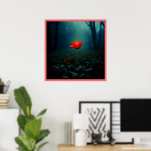 Poster Fleur rouge lumineuse unique Art (Bureau à domicile)