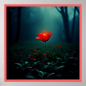 Poster Fleur rouge lumineuse unique Art (Devant)