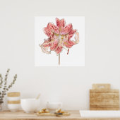 Poster Fleur rouge vintage dessin de Samuel Colman (Cuisine)