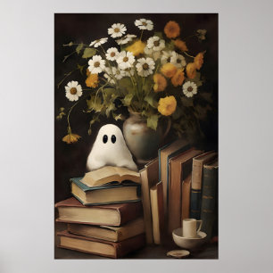 Poster Fleur rustique fantôme livre imprimable, Halloween