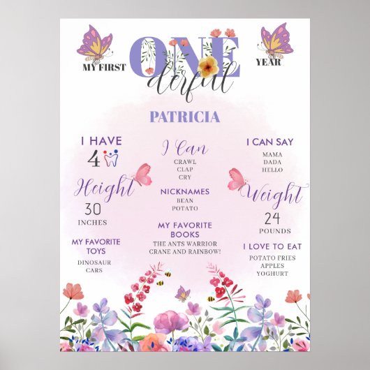 Poster Fleur sauvage 1ère année 1er premier anniversaire (Devant)