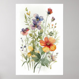 Poster fleur sauvage aquarelle