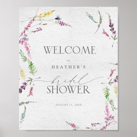 Poster Fleur sauvage Aquarelle Floral Douche Bienvenue (Devant)