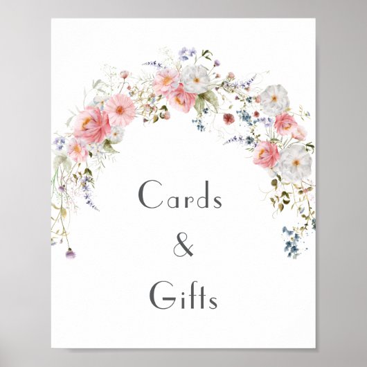 Poster Fleur sauvage Arc rose Blanc Mariage Cartes & Cade (Devant)