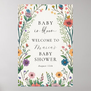 Poster Fleur sauvage Baby In Bloom Baby shower Bienvenue