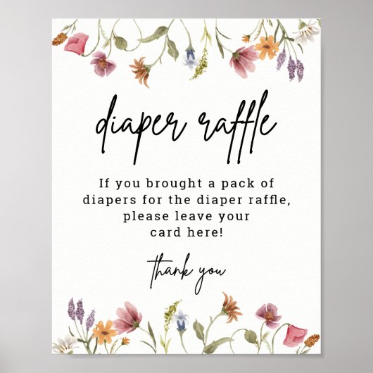 Poster Fleur sauvage Baby shower Diaper Raffle numérique (Devant)