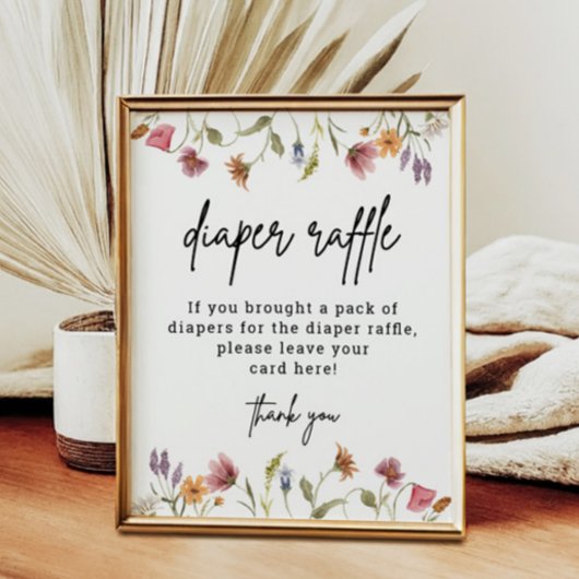 Poster Fleur sauvage Baby shower Diaper Raffle numérique