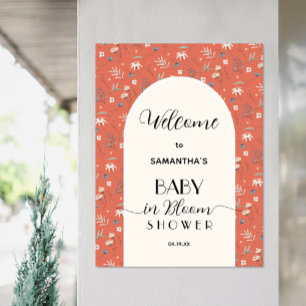 Poster Fleur sauvage Baby shower en terre cuite Bienvenue