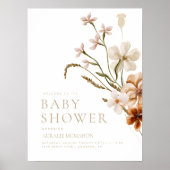 Poster Fleur sauvage Baby shower Floral rustique Bienvenu (Devant)