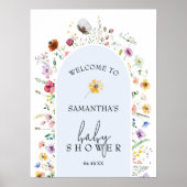Poster Fleur sauvage Baby shower garçon Bienvenue (Devant)