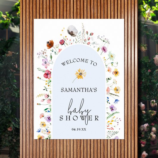 Poster Fleur sauvage Baby shower garçon Bienvenue