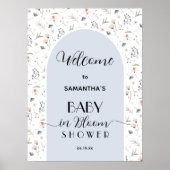 Poster Fleur sauvage Baby shower garçon Bienvenue (Devant)