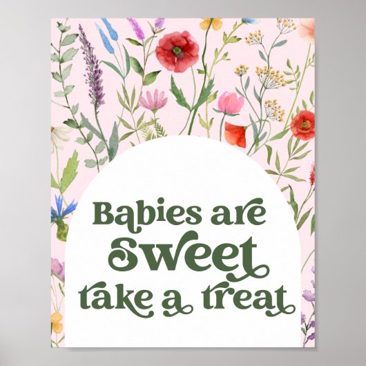 Poster Fleur sauvage Baby shower rose prendre un signe de (Devant)