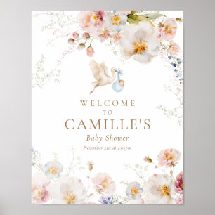 Poster Fleur Sauvage Bébé en Fleur Garçon Baby Shower