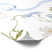 Poster Fleur sauvage Bleu Bow cadre Baby shower Bienvenue (Coin)