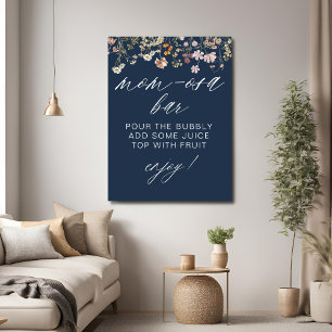 Poster Fleur sauvage bleu marine Baby shower Maman-Osa Ba