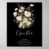 Poster Fleur sauvage Blush classique Mariage noir Open Ba (Devant)