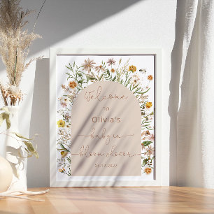 Poster Fleur sauvage Boho Baby dans le Baby shower en fle