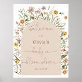 Poster Fleur sauvage Boho Baby dans le Baby shower en fle (Devant)