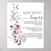 Poster Fleur sauvage boho Baby shower Late Night Diapés (Devant)