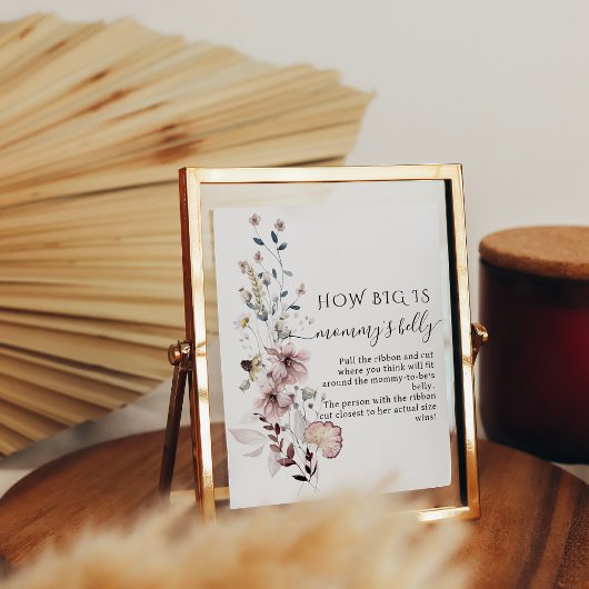 Poster Fleur sauvage boho Baby shower Mommy's Belly Jeu