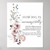 Poster Fleur sauvage boho Baby shower Mommy's Belly Jeu (Devant)