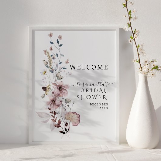 Poster Fleur sauvage boho Fête des mariées moderne Accuei