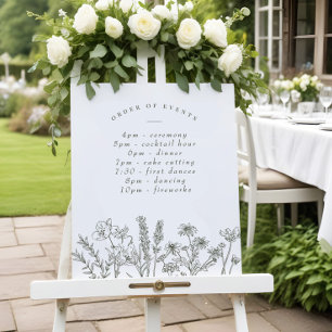 Poster Fleur sauvage Boho Green Mariage Calendrier des év