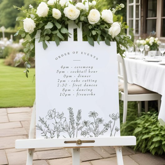 Poster Fleur sauvage Boho Green Mariage Calendrier des év