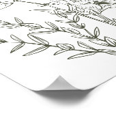 Poster Fleur sauvage Boho Green Mariage Calendrier des év (Coin)