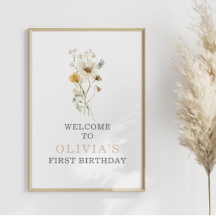 Poster Fleur sauvage Boho jardin fleuri premier anniversa