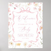 Poster Fleur sauvage Bow cadre Baby shower Bienvenue (Devant)