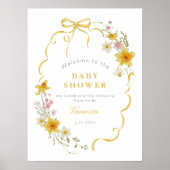 Poster Fleur sauvage Bow cadre Baby shower jaune Accueil (Devant)