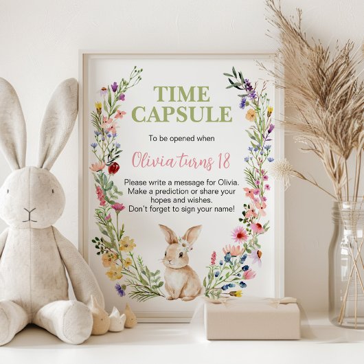 Poster Fleur sauvage Bunny Anniversaire Fête Heure Capsul