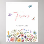 Poster Fleur sauvage Butterfly Baby shower Faveurs (Devant)