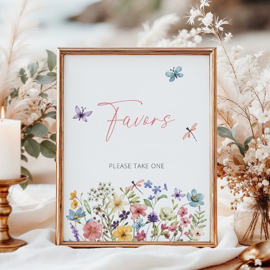 Poster Fleur sauvage Butterfly Baby shower Faveurs