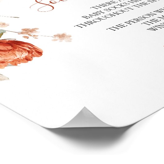 Poster Fleur sauvage Chute dans l'amour Baby shower bébé (Coin)