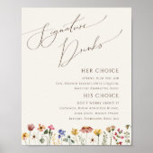 Poster Fleur sauvage coloré | Signature beige Boissons Si (Devant)
