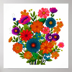 Poster Fleur sauvage colorée, Décor Chambre Filles
