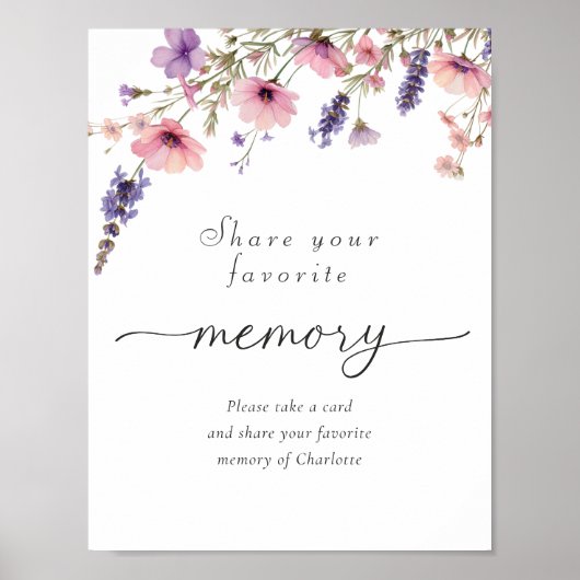 Poster Fleur sauvage colorée "Partagez votre souvenir pré (Devant)