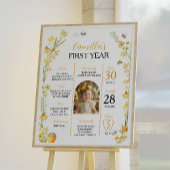 Poster Fleur sauvage d'abeilles miel Premier anniversaire