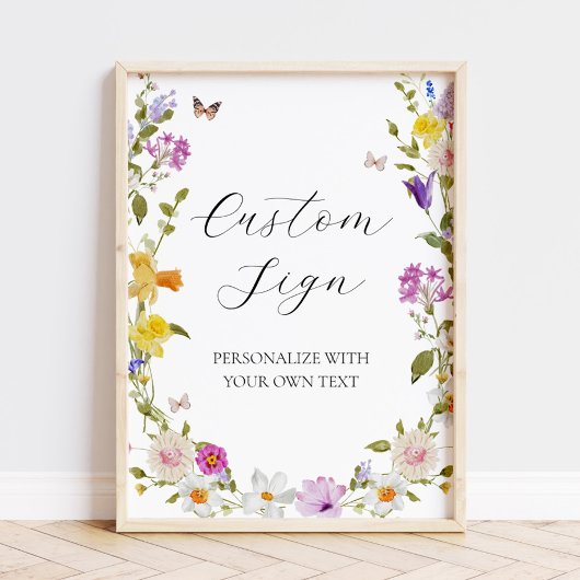 Poster Fleur sauvage dans la signature de texte personnal