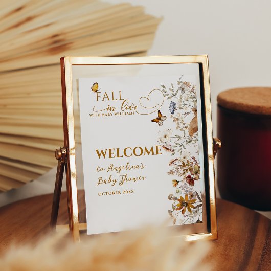 Poster Fleur sauvage d'aquarelle chute dans le Baby showe