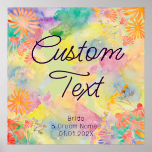 Poster Fleur sauvage d'aquarelle psychédélique