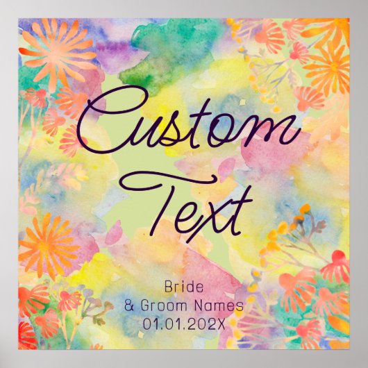 Poster Fleur sauvage d'aquarelle psychédélique (Devant)