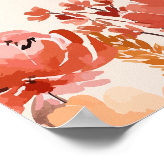 Poster Fleur sauvage d'automne Baby shower des plongeurs  (Coin)