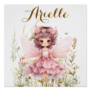 Poster Fleur sauvage de fée fantastique pastel brillant